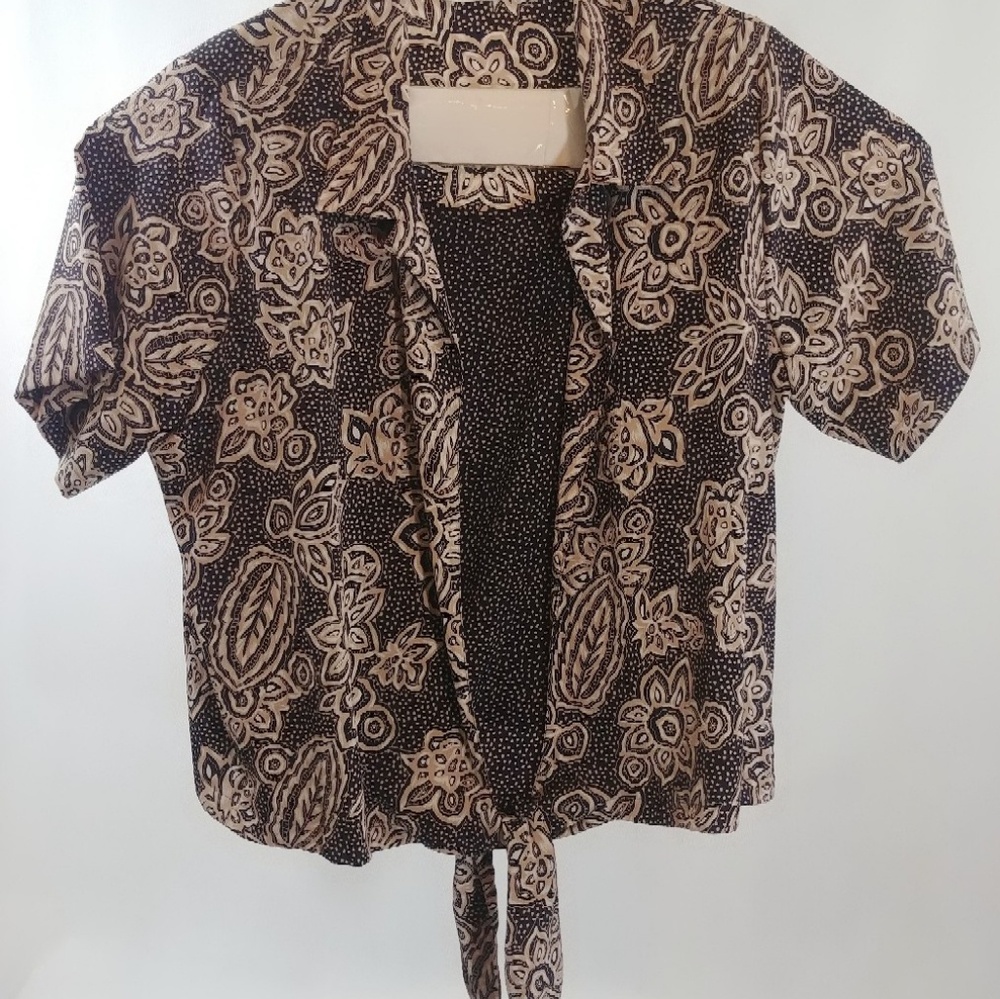 Allen Duuner sz 22W Floral Dk Blue Blouse